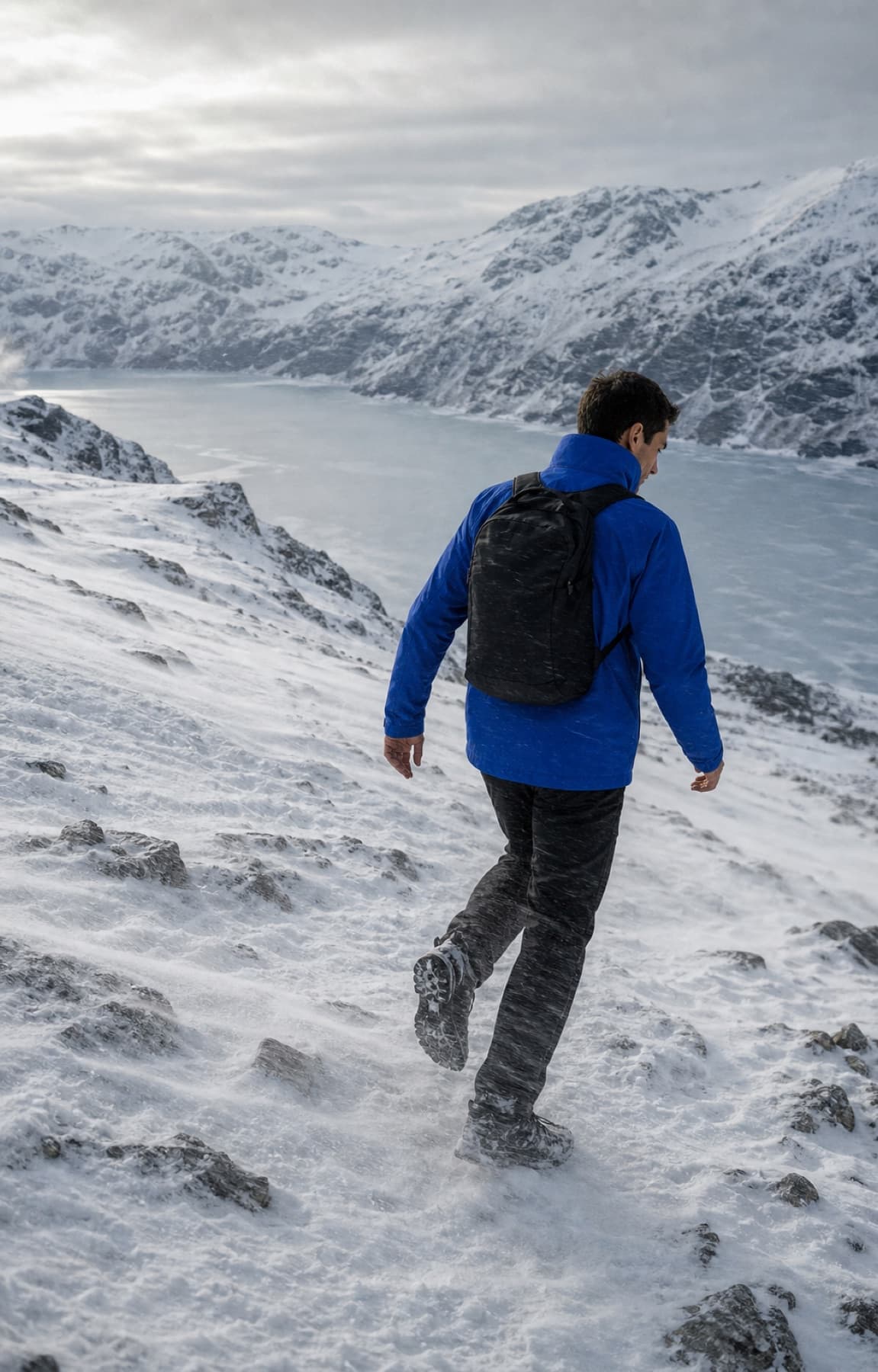 Seamform technical shell worn through mountain spindrift