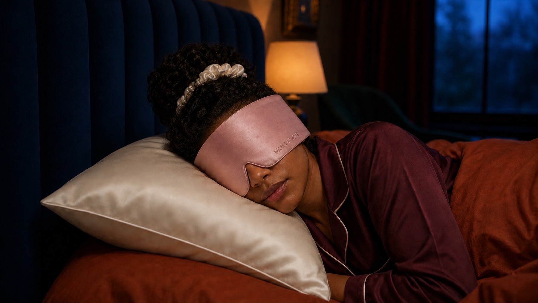Colour-led REM Retreat sleep campaign featuring the current hush pink mask