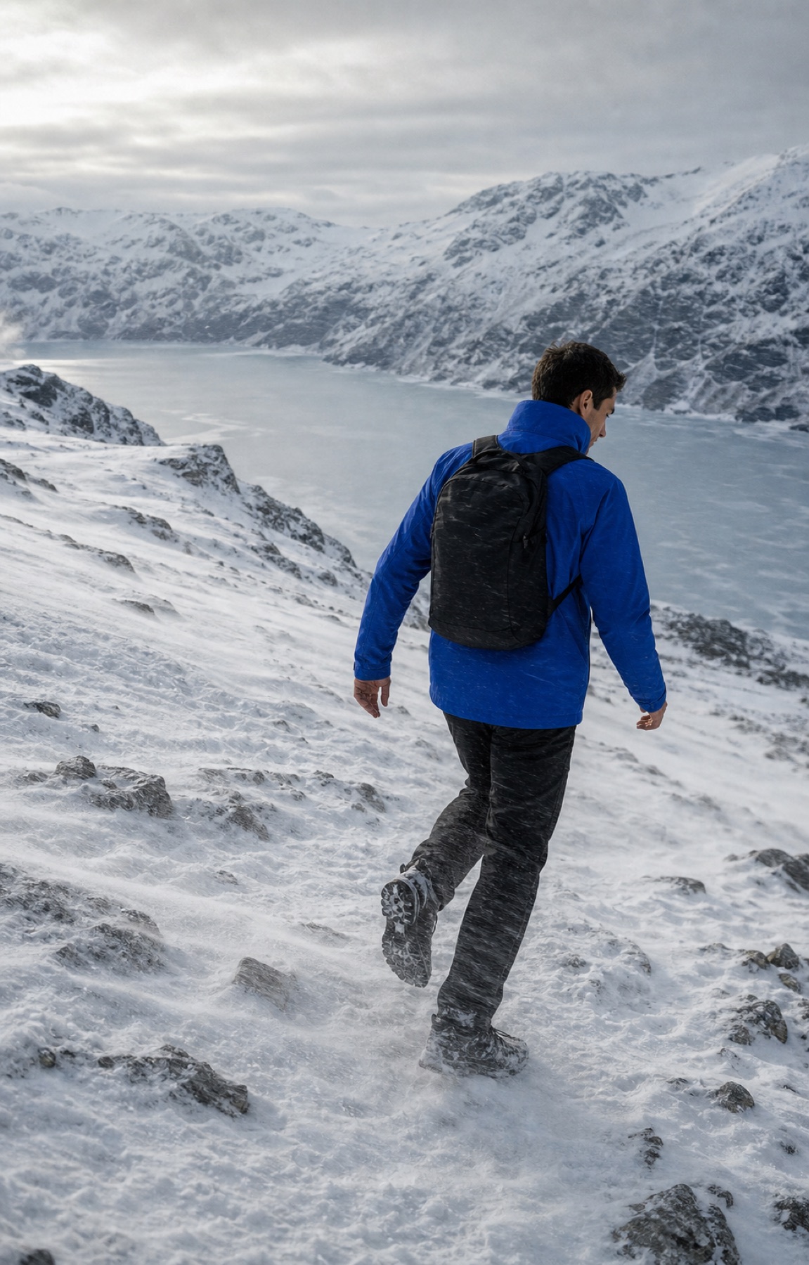 Seamform technical shell worn through mountain spindrift