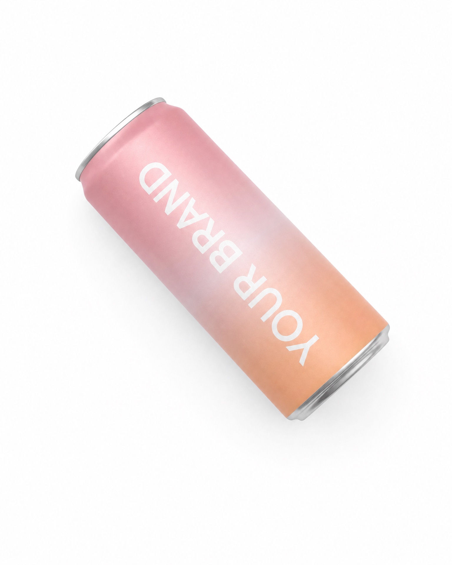 Top-down studio view of the fictional drinks can